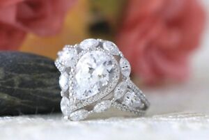 【送料無料】ネックレス ナシｋホワイトゴールドカットハロー33 ct pear amp; marquise cut moissanite halo engagement ring in 9k white gold