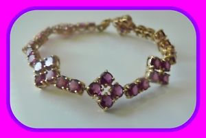【送料無料】ネックレス ｇソリッドゴールドガーネットフラワーブレスレットフルlong heavy 17g solid 9ct gold genuine rhodolite garnet flower bracelet full ukhm