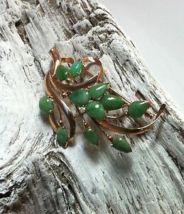 【送料無料】ネックレス ゴールドリーフピンブローチ listingvintage chinese genuine 14k gold amp; green jadeite jade leaf pin brooch tcw 798 g