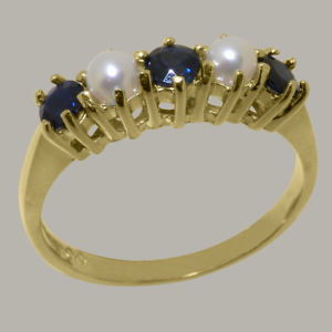 【送料無料】ネックレス イエローゴールドサファイアパールリングサイズ14ct yellow gold natural sapphire amp; pearl womens eternity ring  sizes j to z