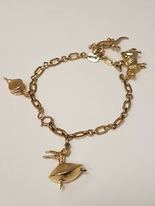 【送料無料】ネックレス ソリッドゴールドブレスレット1 exquisite solid gold charm bracelet amp; 4 charms fully hallmarked