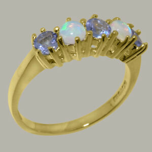 【送料無料】ネックレス イエローゴールドタンザナイトオパールリングサイズ14ct yellow gold natural tanzanite amp; opal womens eternity ring  sizes j to z