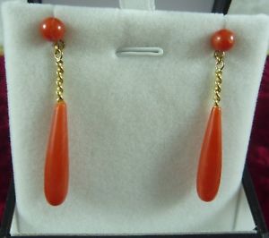 【送料無料】ネックレス アンティークイエローゴールドペンダントドロップイヤリングfabulous antique estate 9 ct yellow gold red coral pendant drop earrings|hokushin