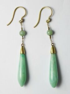 【送料無料】ネックレス　アンティークアーツイエローゴールドドロップイヤリングantique arts amp; crafts 18ct yellow gold amp; amazonite torpedo drop earrings