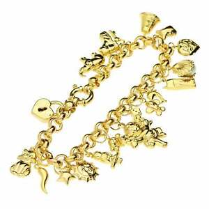 【貨物輸送無料】首飾り イエローゴールドブレスレット9コンピュータ断層撮影法 yellow gold hollow charm bracelet  172g