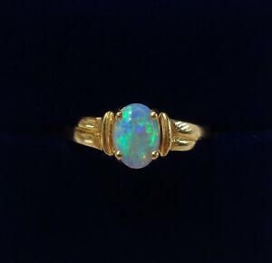 【貨物輸送無料】首飾り オパールリングイエローゴールドサイズグラムnatural opal ring 18コンピュータ断層撮影法 yellow gold  size o us 7  16 grams