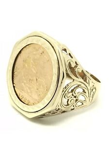 【貨物輸送無料】首飾り ハーフソブリンリングエリザベスファンシーゴールドマウントサイズ1982 half sovereign ring  elizabeth ii fancy 9コンピュータ断層撮影法 gold mount  size u  970g
