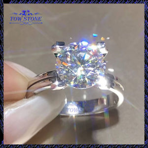 【貨物輸送無料】首飾り 3ctmoissanite14k白いこと3コンピュータ断層撮影法 round forever brilliant moissanite engagement ring 14k real white gold