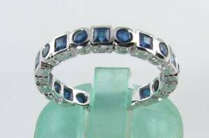 【貨物輸送無料】首飾り engagement 9k9コンピュータ断層撮影法 white gold blue sapphire full eternity34art deco ins ringengagement 9k 9コンピュータ断層撮影法 white gold blue sapphire full