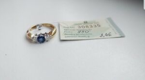 【貨物輸送無料】首飾り サファイアゴールドリングgold ring with brilliants and sapphire