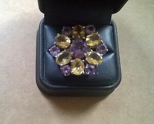 【貨物輸送無料】首飾り 一風変わったアメジストoriginal amethyst and citrine floral ring