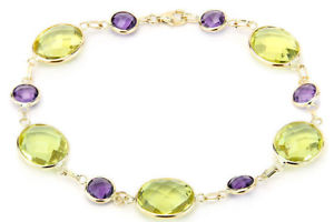 【貨物輸送無料】頸飾り アメジストレモントパーズ7in14kイェローゴールド14k yellow gold gemstone bracelet with amethyst and lemon topaz 7 inches 男女兼用アクセサリー-ジュエリー・アクセサリー-ネックレス・ペンダント