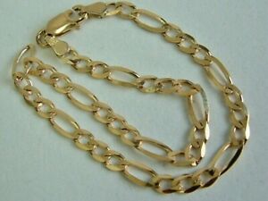 【送料無料】ネックレス　イエローゴールドフィガロリンクブレスレットインチ listingsolid 9ct yellow gold narrow figaro linked bracelet 8 inches｜hokushin