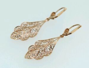 【送料無料】ネックレス　ローズゴールドドロップイヤリング9ct rose gold drop earrings