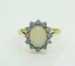 【送料無料】ネックレス　イエローゴールドオパールクラスタリング9ct yellow gold opal cluster ring