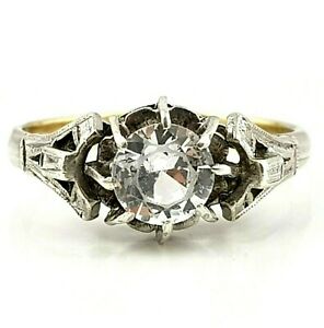 【送料無料】ネックレス　アンティークアールデコゴールドシルバーリングサイズantique art deco 9ct gold amp; silver ring size uk m us 6 eu 52