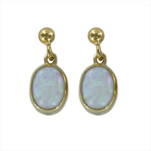【送料無料】ネックレス　イエローゴールドオパールスポイトイヤリングhallmarked 9ct yellow gold opal dropper earrings