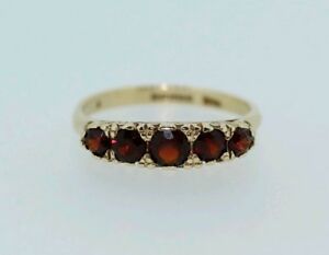 【送料無料】ネックレス　イエローゴールドガーネットリング9ct yellow gold five stone garnet ring