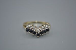 【送料無料】ネックレス　9ctゴールドホワイトストーンリング9ct gold blue white stone ring 25,186円