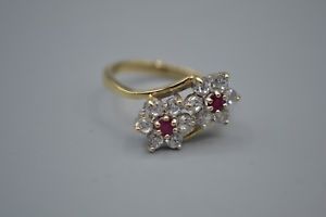 【送料無料】ネックレス　レディースレッドホワイトダブルクラスタリング9ct ladies red amp; white cz double cluster ring