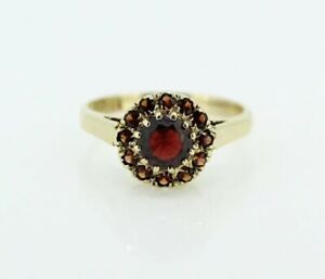 【送料無料】ネックレス　イエローゴールドガーネットクラスタリング9ct yellow gold garnet cluster ring