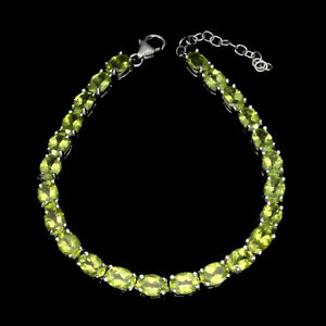 【送料無料】ネックレス スターリングシルバーペリドットテニスブレスレットsterling silver 925 genuine natural oval peridot tennis bracelet 712 834 in