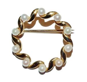 【送料無料】ネックレス　ヴィンテージイエローゴールドパールファンシーブローチvintage 9ct yellow gold amp; pearl fancy brooch
