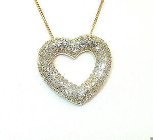 【送料無料】ネックレス　イエローゴールドドームハートペンダントセットチェーンオプション9ct hallmarked yellow gold pave set domed heart pendant chain optional
