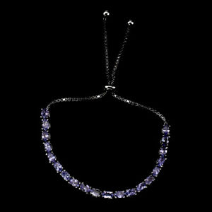 【送料無料】ネックレス　9タンザナイトスライダースターリング925sterling silver 925 genuine natural tanzanite slider bracelet up to 9 inches