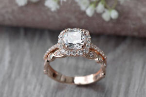 【送料無料】ネックレス　2 ctクッションカットセット14k2 ct cushion cut engagement wedding ring set 14k rose gold over antique women 25,885円