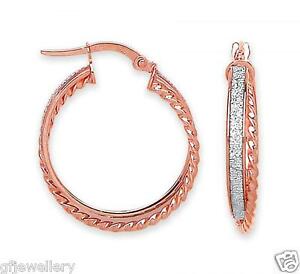 【送料無料】ネックレス　9ct hallmarked rose gold moondust inlaid round twist22mm hoop earrings9ct hallmarked rose gold moondust inlaid round twist｜hokushin