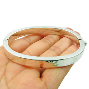 【送料無料】ネックレス　925スターリングカフスlarge hallmarked 925 sterling silver oval bracelet cuff gift boxed