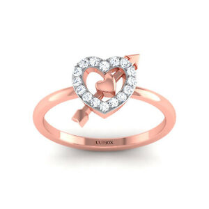 【送料無料】ネックレス　レディースリアルローズゴールドリングhallmarked ladies real 18ct rose gold love heart gemstone jewelry ring with cz