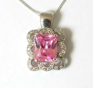 【送料無料】ネックレス　18インチオリヴィア9ctホワイトゴールドピンクczペンダントthe olivia collection 9ct white gold pink cz pendant on 18 inch chain