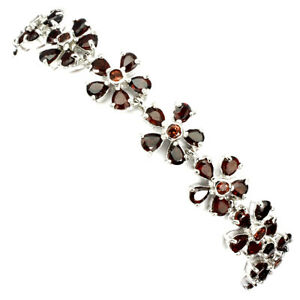 【送料無料】ネックレス　スターリングシルバーガーネットブレスレットインチsterling silver 925 genuine natural garnet gemstone flower bracelet 7 inches