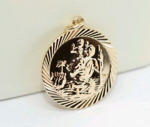 【送料無料】ネックレス　9ctイェローゴールドstクリストファーペンダント9ct yellow gold st christopher pendant