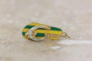 【送料無料】ネックレス　ゴールドフリップフロップアンカーサンダルペンダントｋｔイエローゴールド14k gold 3d flip flop anchor sandal charm pendant 14kt yellow gold｜hokushin