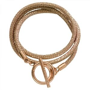 【送料無料】ネックレス　メタリックローズレザーローズゴールドメッキラップブレスレットnikki lissoni metallic rose reptile leather rose gold plated wrap bracelet
