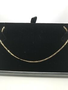【送料無料】ネックレス　イエローゴールドインチフィガロチェーン9ct yellow gold 16 inch figaro chain｜hokushin