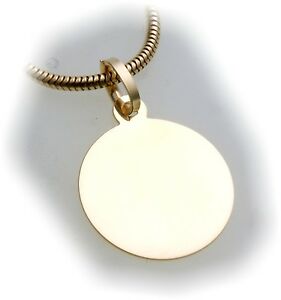 【送料無料】ネックレス　ペンダントプレートラウンドリアルゴールドpendant engraving plate round real gold 585 incl yellow quality 14kt