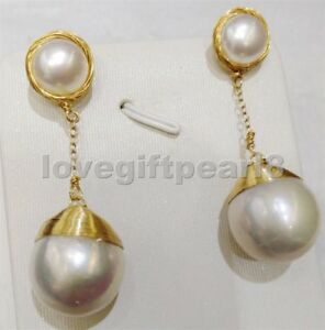 【送料無料】ネックレス　バロックイヤリングlong white baroque 1516mm south sea pearl earring 14k go
