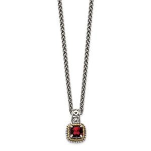 【送料無料】ネックレス　ガーネットペンダントネックレススターリングシルバーｋゴールドアクセント