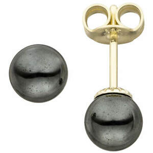 【送料無料】ネックレス　イアリングボールグレーhaematite585イェローゴールドイアリングear stud earring ball made of grey haematite 585 gold yellow gold earrings