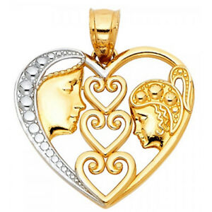 【送料無料】ネックレス　オープンハートペンダントトーンゴールド3 open heart mother and daughter forever pendant 14k two tone gold love charm｜hokushin