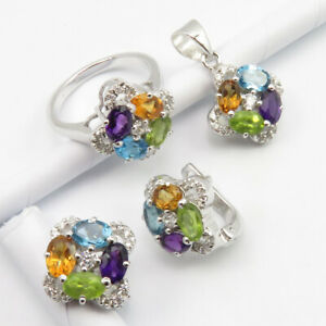 【送料無料】ネックレス　スタンプペンダントイヤリングリングサイズセット925 stamp pure silver natural mix stone pendant earrings ring size 8 set jewelry