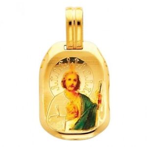 【送料無料】ネックレス　サンユダタデーオメダル14kイェローゴールドジュードペンダントsan judas tadeo medal 14k yellow gold st jude picture charm religious pendant 25,535円