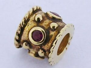 【送料無料】ネックレス　ソリッドイエローゴールドルビービーズbd086 ornate genuine 9ct solid yellow gold natural ruby bead charm