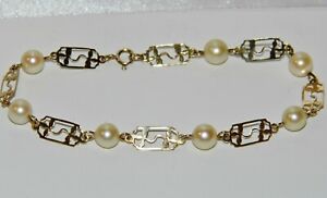 【送料無料】ネックレス　ヴィンテージゴールドブレスレットvintage 9ct gold freshwater pearl bracelet