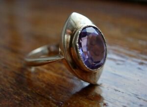 【送料無料】ネックレス　ビンテージファインリングアメジストミッドセンチュリーサイズソリッドゴールドvintage fine modernist unusual ring amethyst mid century size n solid gold 9ct