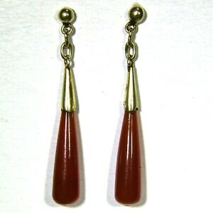 【送料無料】ネックレス　ビンテージカネイエローゴールドロングスタッドイヤリングドロップvintage carnelian pendulum 9ct yellow gold long drop stud earrings